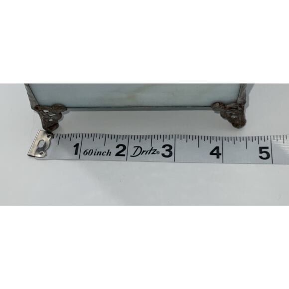 STAINED GLASS JEWELRY/TRINKET BOX BLUE/GREEN - Picture 9 of 10